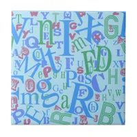 From A to Z Blue Style Type Design  Epic Fun  Ceramic Tile