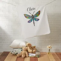 Colorful Stained Glass Dragonfly Wings Baby Blanket