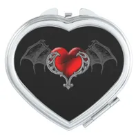 Goth Heart with Bat Wings Compact Mirror