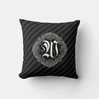 Elegant Goth Initial W Throw Pillow