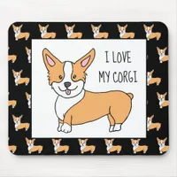 I Love my Corgi, Cartoon Corgis Mouse Pad