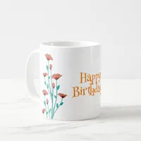 Colorful Wildflower Floral - Happy Birthday  Coffee Mug