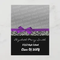 chic cute bow purple photo Graduation Invitation