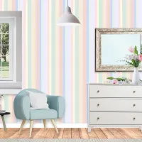 Pretty Pastel Vertical Striped Pattern Colorful  Wallpaper