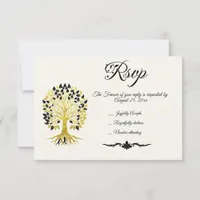 Golden Tree of Life Timeless Sophisticated Elegant RSVP Card