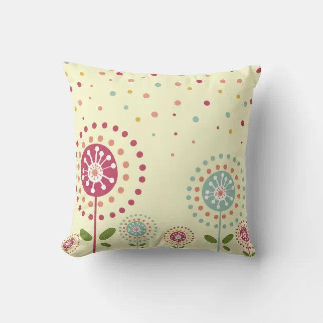 Flower dots throw pillow