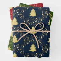 Christmas Gold Stars and Tree with Baubles, ZSSG Wrapping Paper Sheets