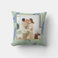 Sage Blue Pagoda Merry Christmas Tree 1-Photo  Throw Pillow