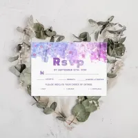 Modern Artistic Grunge Pink Purple Wedding RSVP Enclosure Card