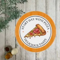 Yellow Illustration Circle Pizza Cutting Board