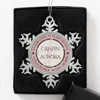 Elegant 37th Alabaster Wedding Anniversary Snowflake Pewter Christmas Ornament