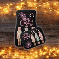 Christmas in Pink Nutcrackers on Black |  Car Floor Mat