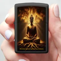 Buddha meditating under glowing tree  zippo lighter