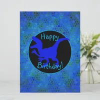 Blue Dinosaur Hide Happy Birthday! Card