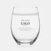 Custom Logo Modern Minimalist Classy Greek Meander Stemless Wine Glass