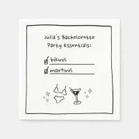 Bikinis & Martinis Handwritten Bachelorette Party  Napkins