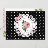 Pink Polka Dots Rose Girl's Baby Shower Invitation