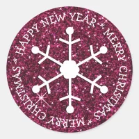 Burgundy Snowflake Merry Christmas Sticker