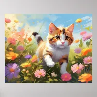 *~* Calico Flowers Kitty 5:4  Kitten Cat AP68 Poster