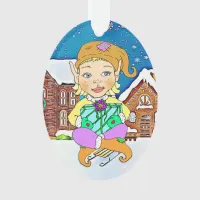 Girl Elf Whimsical Personalized  Christmas Ornament