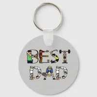 Best Dad Sports Fun Text Keychain