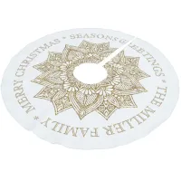 Golden Mandala Christmas Greetings Brushed Polyester Tree Skirt