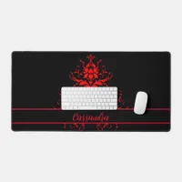 Romantic, Elegant Vintage Red Damask Personalized Desk Mat