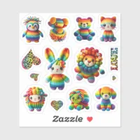 Rainbow Animals and Leopard Print Sticker Sheet