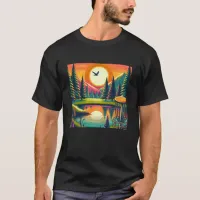 Retro Disc Golf Sunset and Trees T-Shirt