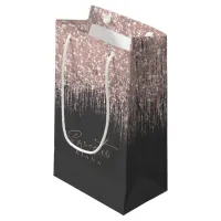 Sparkles Sweet Sixteen Rose Gold/Blk ID912 Small Gift Bag