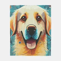 Happy Golden Retriever Fleece Blanket