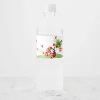 Watercolor Ladybug Water Bottle Label