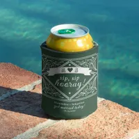 Country Western Rustic Chic Emerald Green Wedding Can Cooler