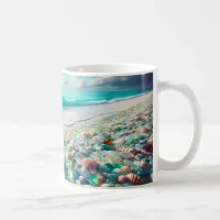 Pretty Ocean Beach with Sea Glass Coffee Mug