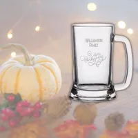 Simple Happy Thanksgiving Family Name etched Stein