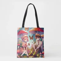 Whimsical Romantic Anime Couple  Tote Bag