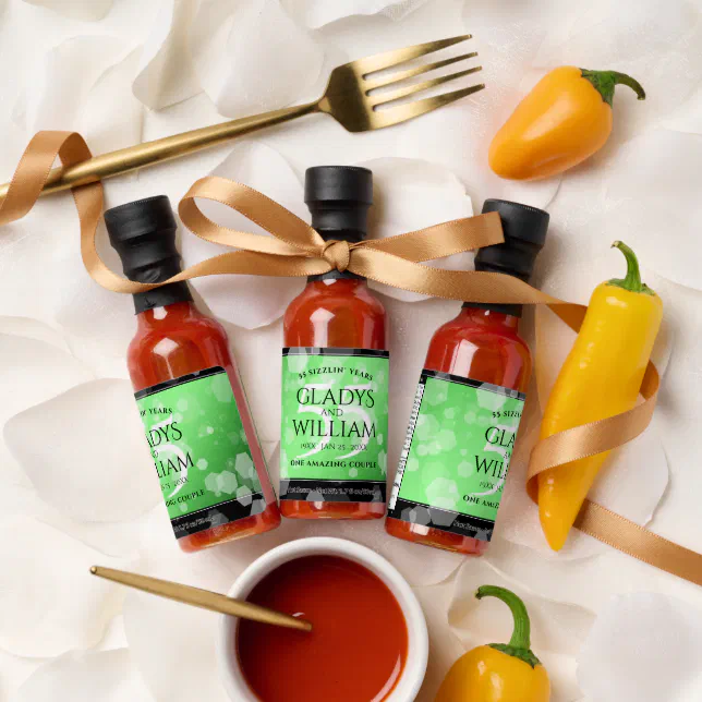 Elegant 55th Emerald Wedding Anniversary Hot Sauces