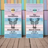 Rustic Vintage Seahorses Family Beach House Cornhole Set