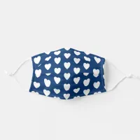 Blue and White Love Heart Pattern Adult Cloth Face Mask