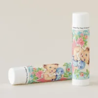 Vintage Baby and Bear Floral Chapstick Favors