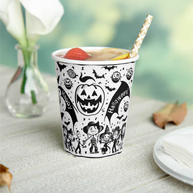 Halloween fiesta en noir et blanc  paper cups