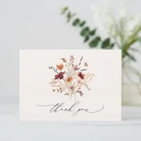 Boho Wildflowers Elegant Fall Wedding Thank You Card