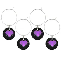 Elegant, Romantic Purple Heart with Flourish  Wine Charm