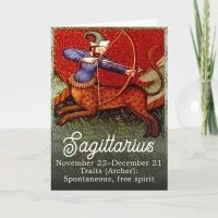 Sagittarius Horoscope Zodiac Medieval Art Birthday Card