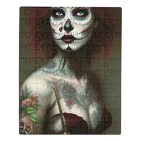 Day of the Dead Woman With Tattoos Jigsaw Puzzle