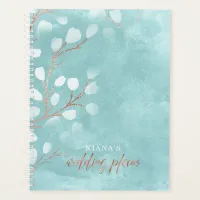 Watercolor Snowdrops Wedding Teal/Copper ID726 Planner