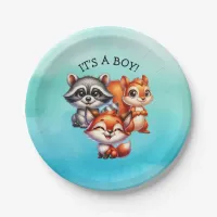 It's a Boy | Woodland Creatures Baby Shower Paper Plates