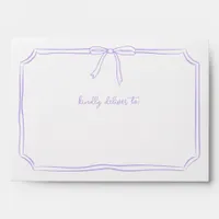 Handwritten Coquette Whimsical Bow Laveneder Envelope