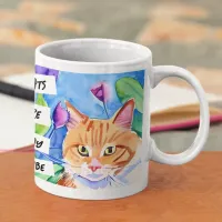 Cats are My Tribe | Orange Cat and Flowers Coffee Mug