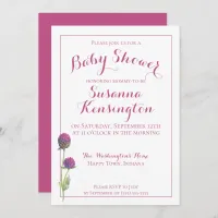 Watercolor Wildflower Pink Floral Baby Shower Invitation